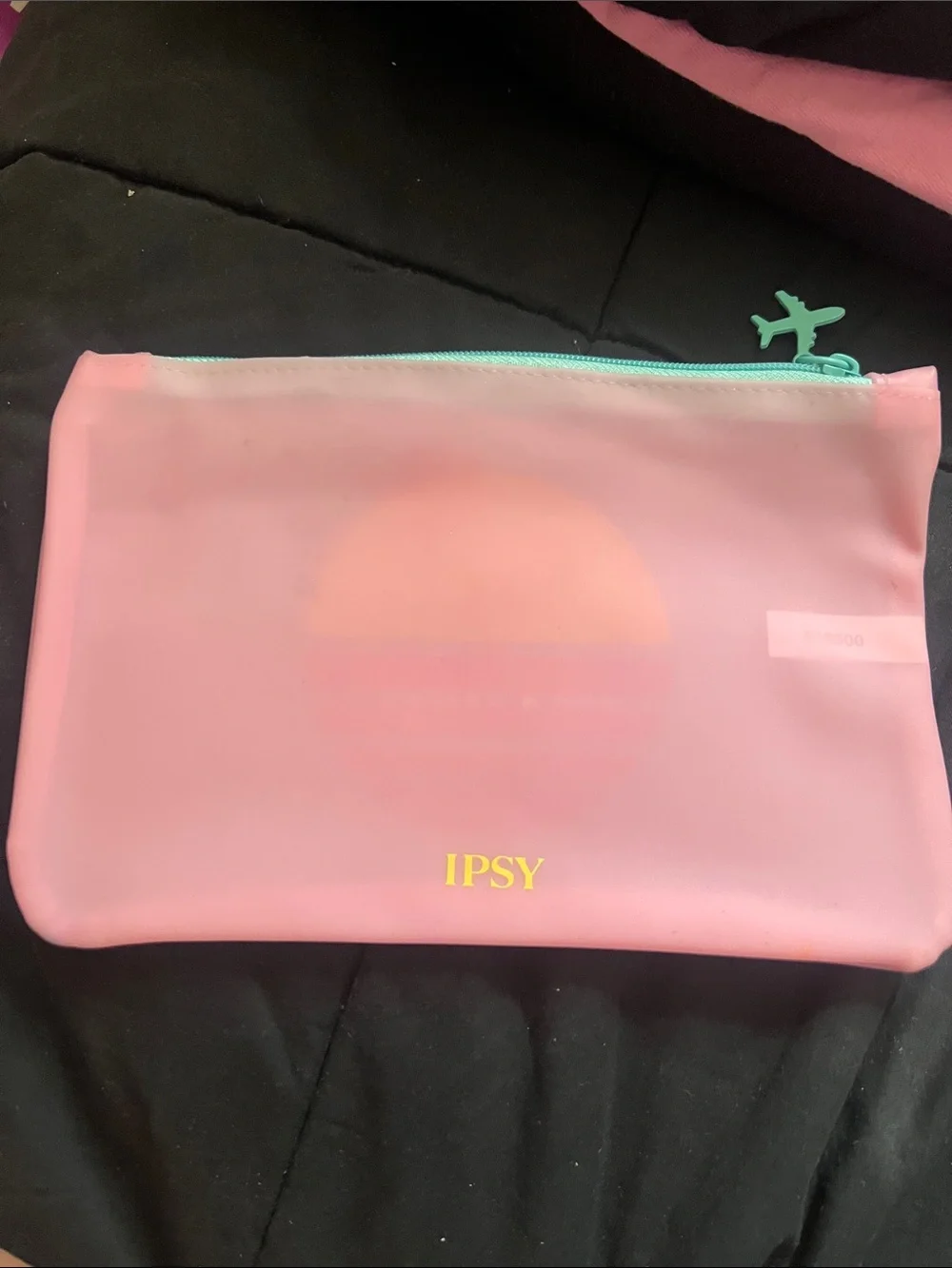 ipsy Pink Cosmetic Pouch with Yellow & Teal Accent